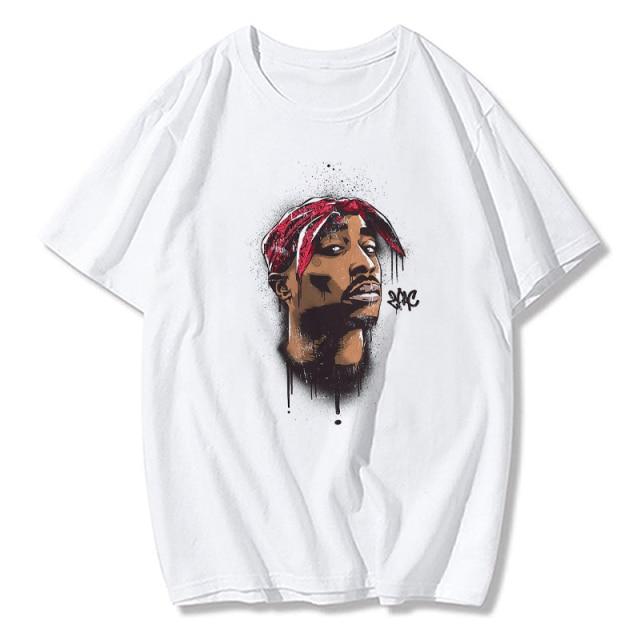 Tupac All Eyes On Me T-shirt featuring a vibrant print of Tupac Shakur, made from soft cotton with a casual O-neck design.