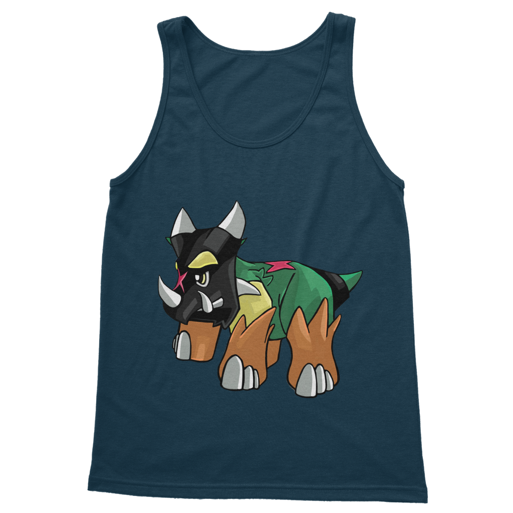Turroxosaurus Classic Adult Vest Top in various colors, showcasing its unisex design and high-quality fabric.