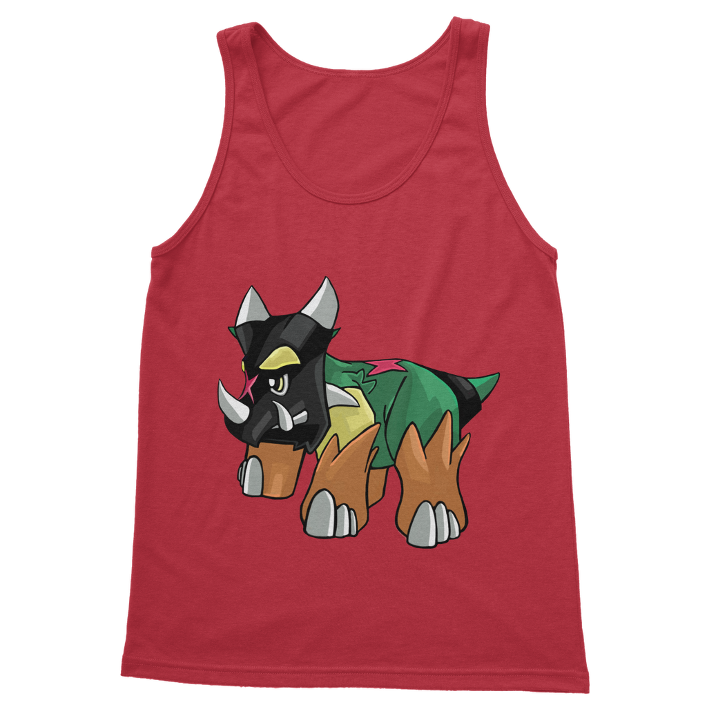 Turroxosaurus Classic Adult Vest Top in various colors, showcasing its unisex design and high-quality fabric.