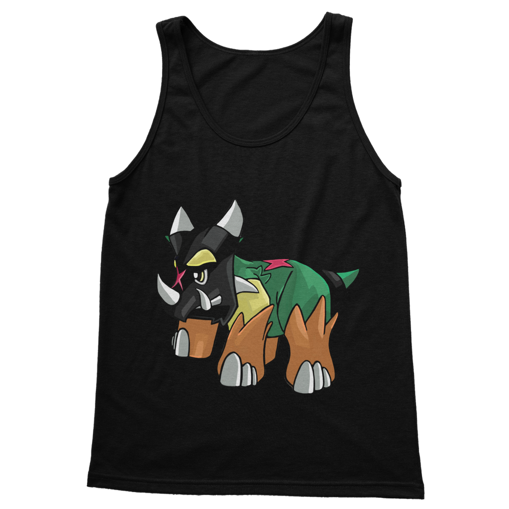 Turroxosaurus Classic Adult Vest Top in various colors, showcasing its unisex design and high-quality fabric.