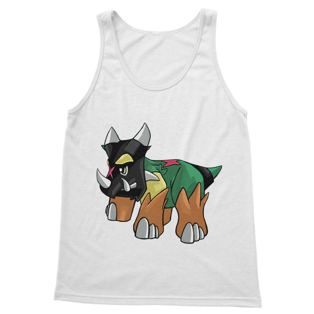 Turroxosaurus Classic Adult Vest Top in various colors, showcasing its unisex design and high-quality fabric.
