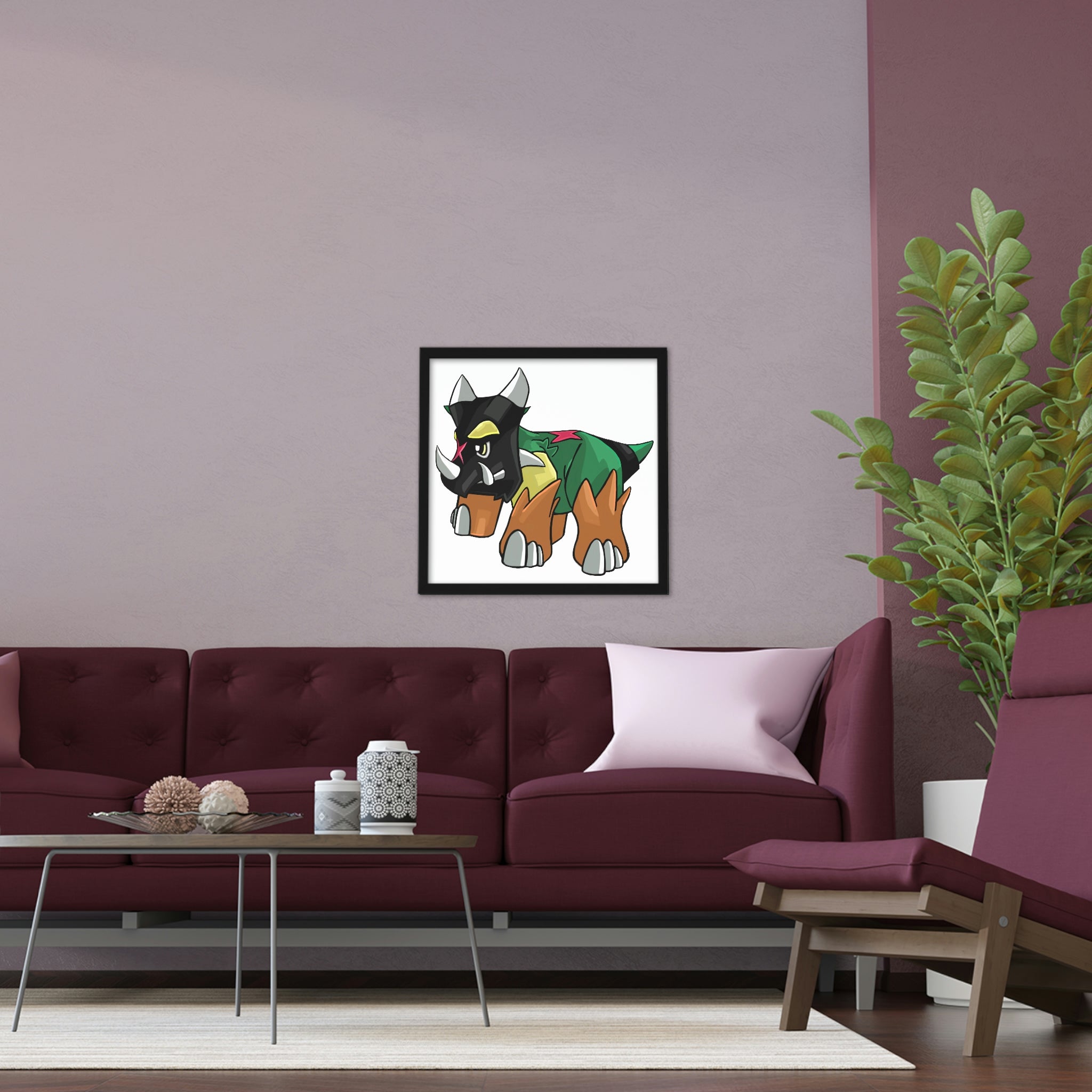 Turroxosaurus Framed Poster with a hand-crafted wooden frame, showcasing vibrant colors and intricate details.