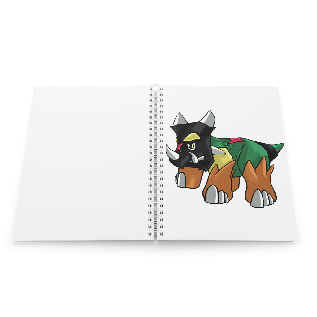 Turroxosaurus Spiral Notebook with customizable covers and wide-ruled pages, featuring a semi-gloss laminated finish.