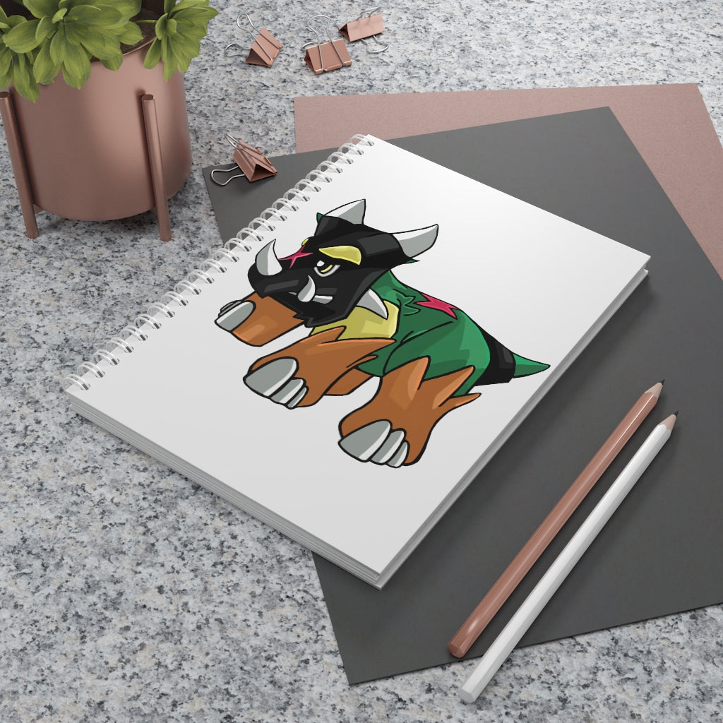 Turroxosaurus Spiral Notebook with customizable covers and wide-ruled pages, featuring a semi-gloss laminated finish.
