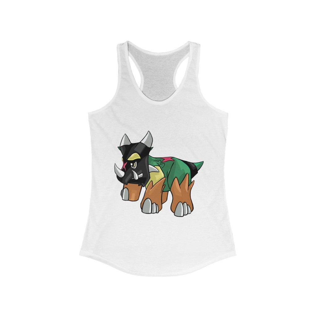 Turroxosaurus Women's Ideal Racerback Tank in a stylish design, showcasing its slim fit and racerback cut.