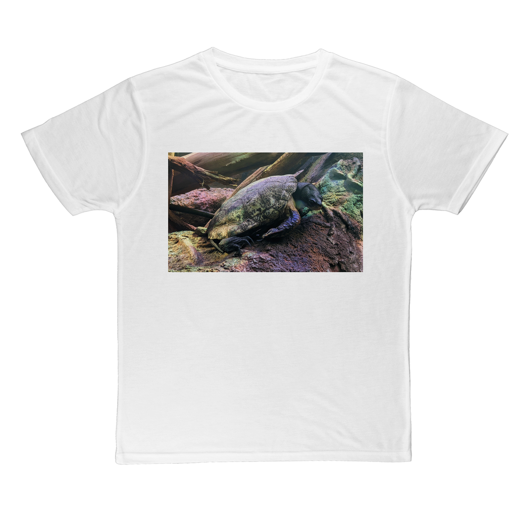 Turtles Classic Sublimation Adult T-Shirt featuring vibrant colors and soft polyester fabric, ideal for sublimation printing.