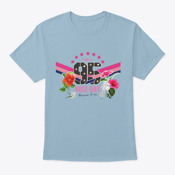 Typography Slogan T-shirt featuring colorful stripes and floral illustrations, showcasing a stylish design on a soft cotton fabric.