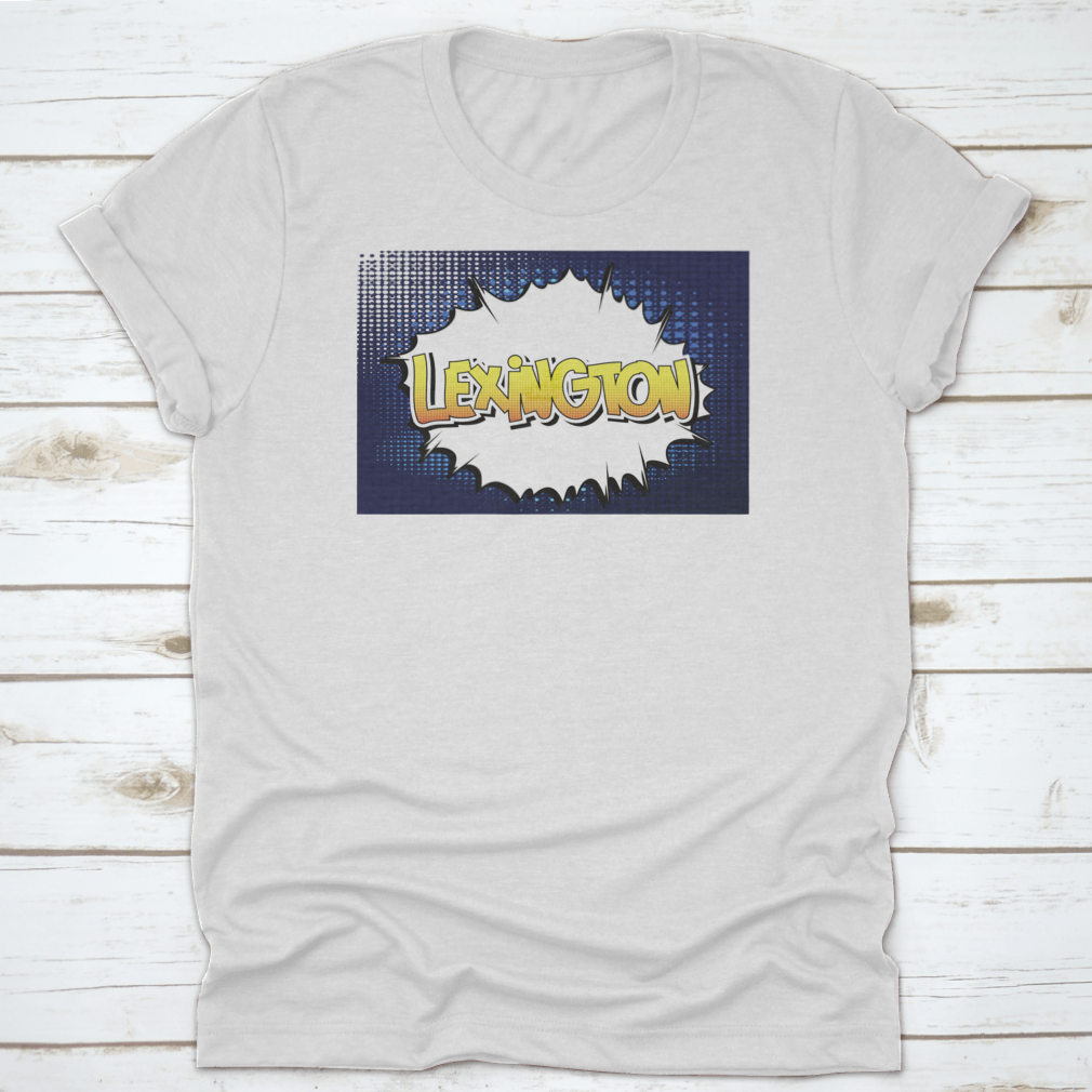 Typography Text Of Lexington in comic book style vector design, showcasing vibrant colors and artistic lettering on a comfortable cotton fabric.