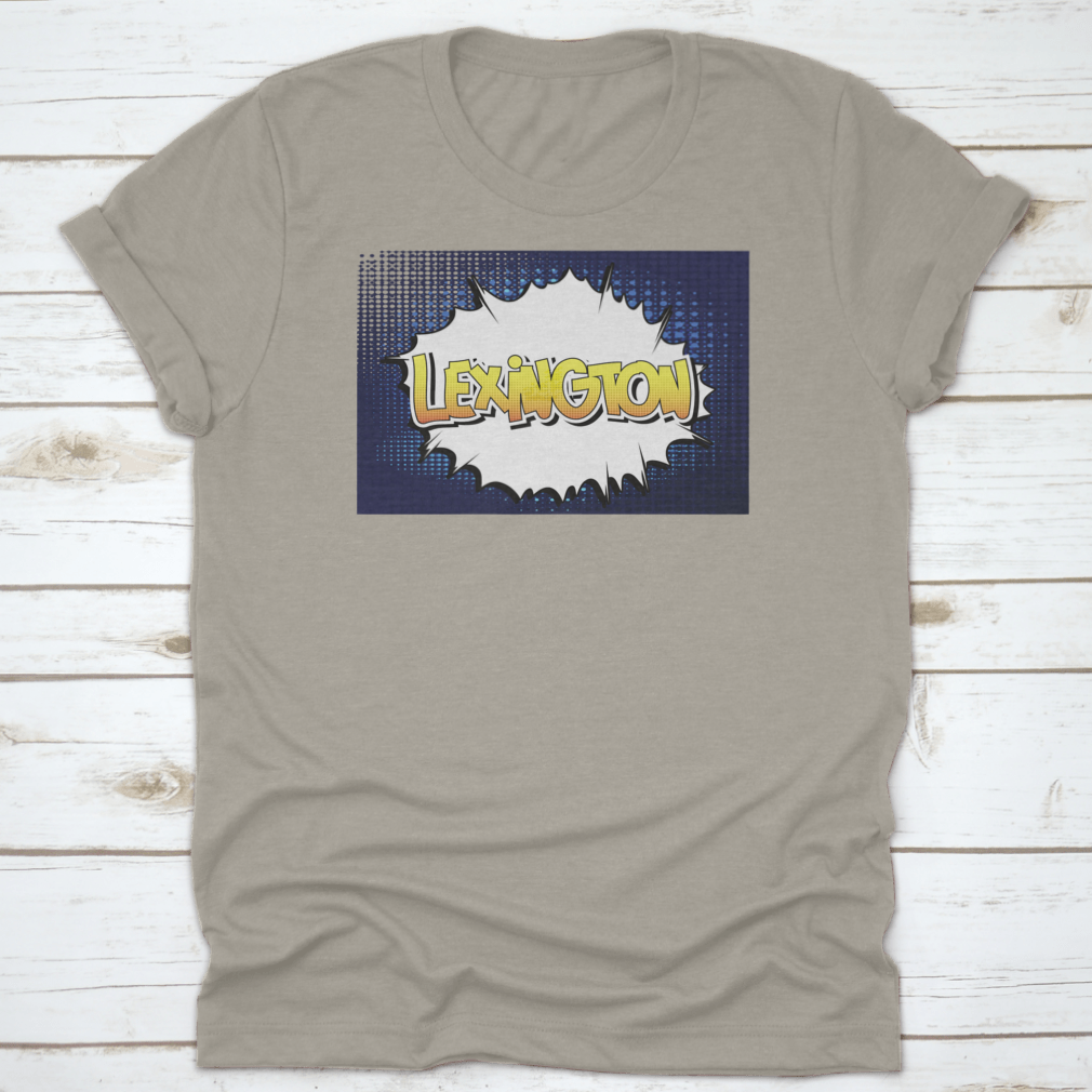 Typography Text Of Lexington in comic book style vector design, showcasing vibrant colors and artistic lettering on a comfortable cotton fabric.