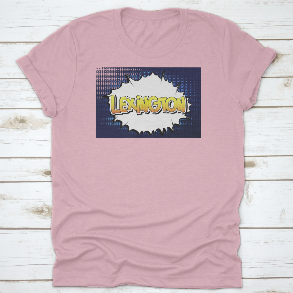 Typography Text Of Lexington in comic book style vector design, showcasing vibrant colors and artistic lettering on a comfortable cotton fabric.
