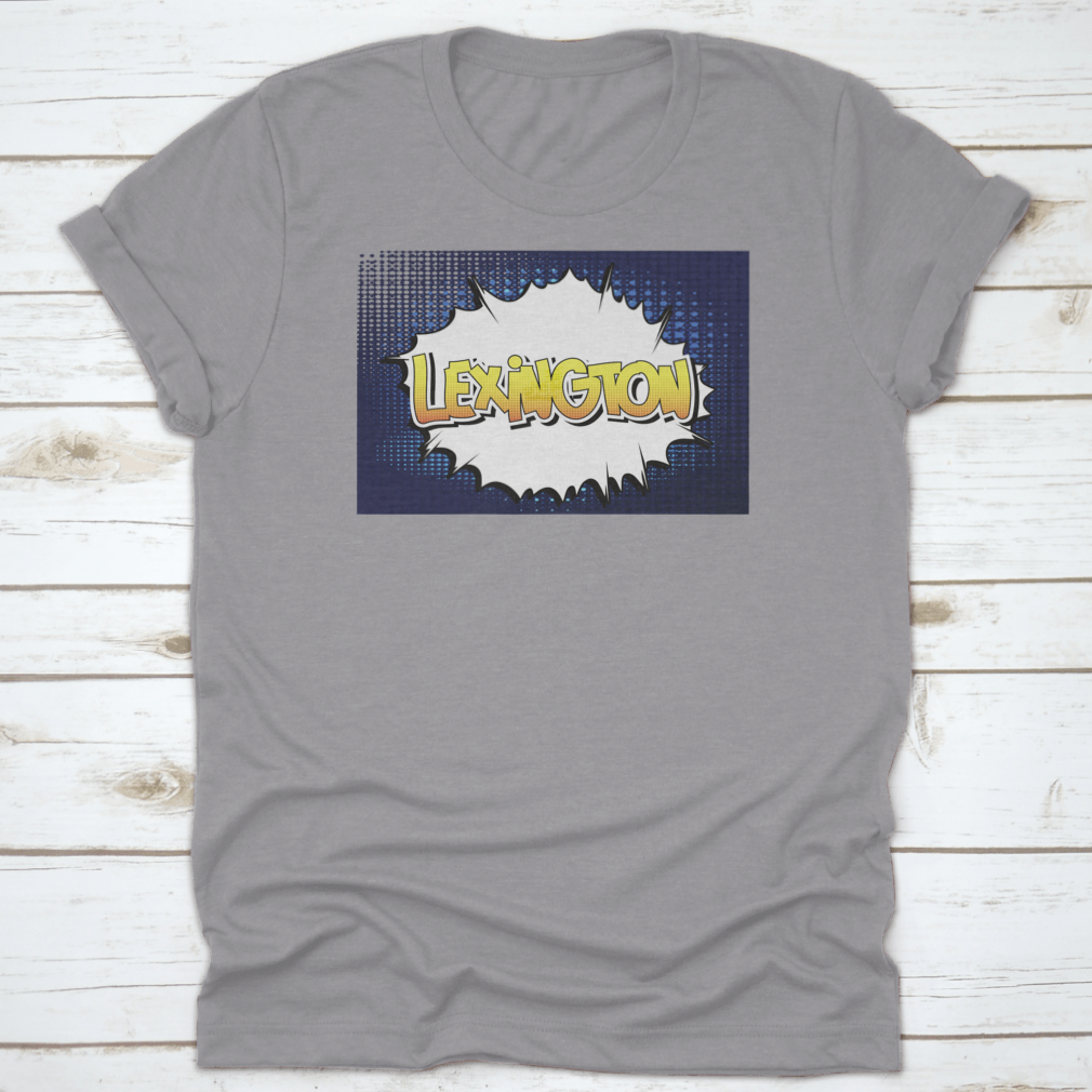 Typography Text Of Lexington in comic book style vector design, showcasing vibrant colors and artistic lettering on a comfortable cotton fabric.