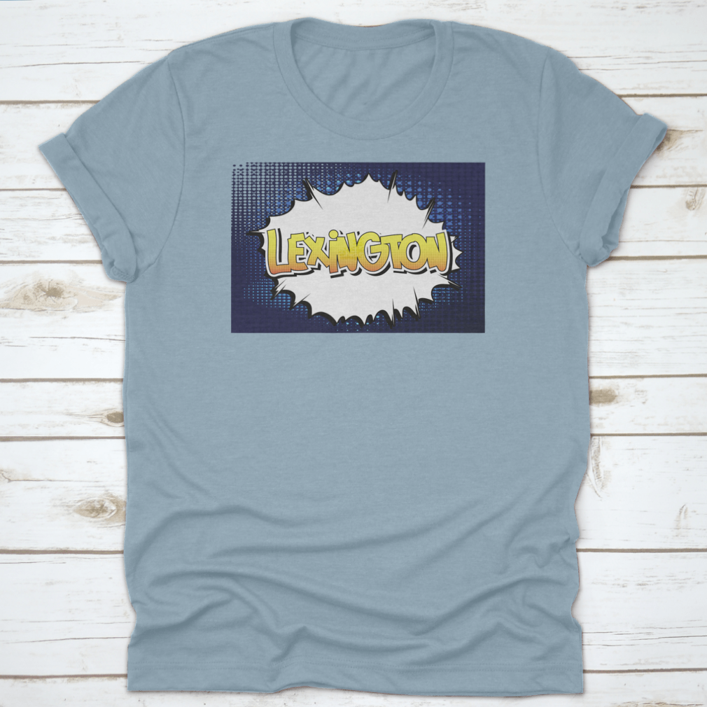 Typography Text Of Lexington in comic book style vector design, showcasing vibrant colors and artistic lettering on a comfortable cotton fabric.