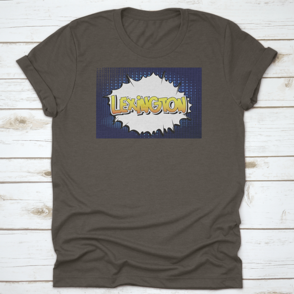 Typography Text Of Lexington in comic book style vector design, showcasing vibrant colors and artistic lettering on a comfortable cotton fabric.