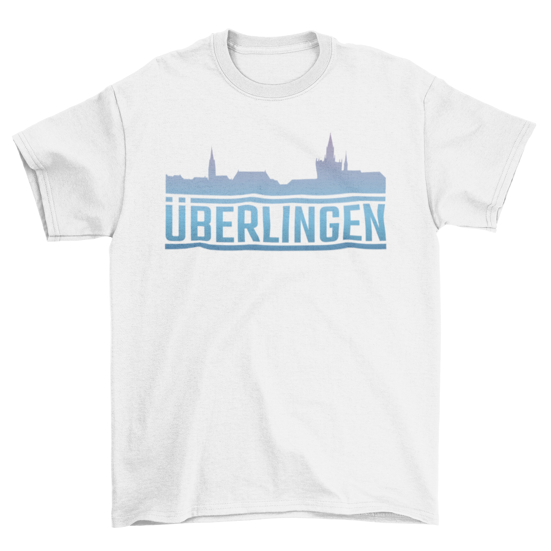 Uberlingen gradient skyline t-shirt featuring iconic landmarks of Uberlingen, Germany in a stylish design.