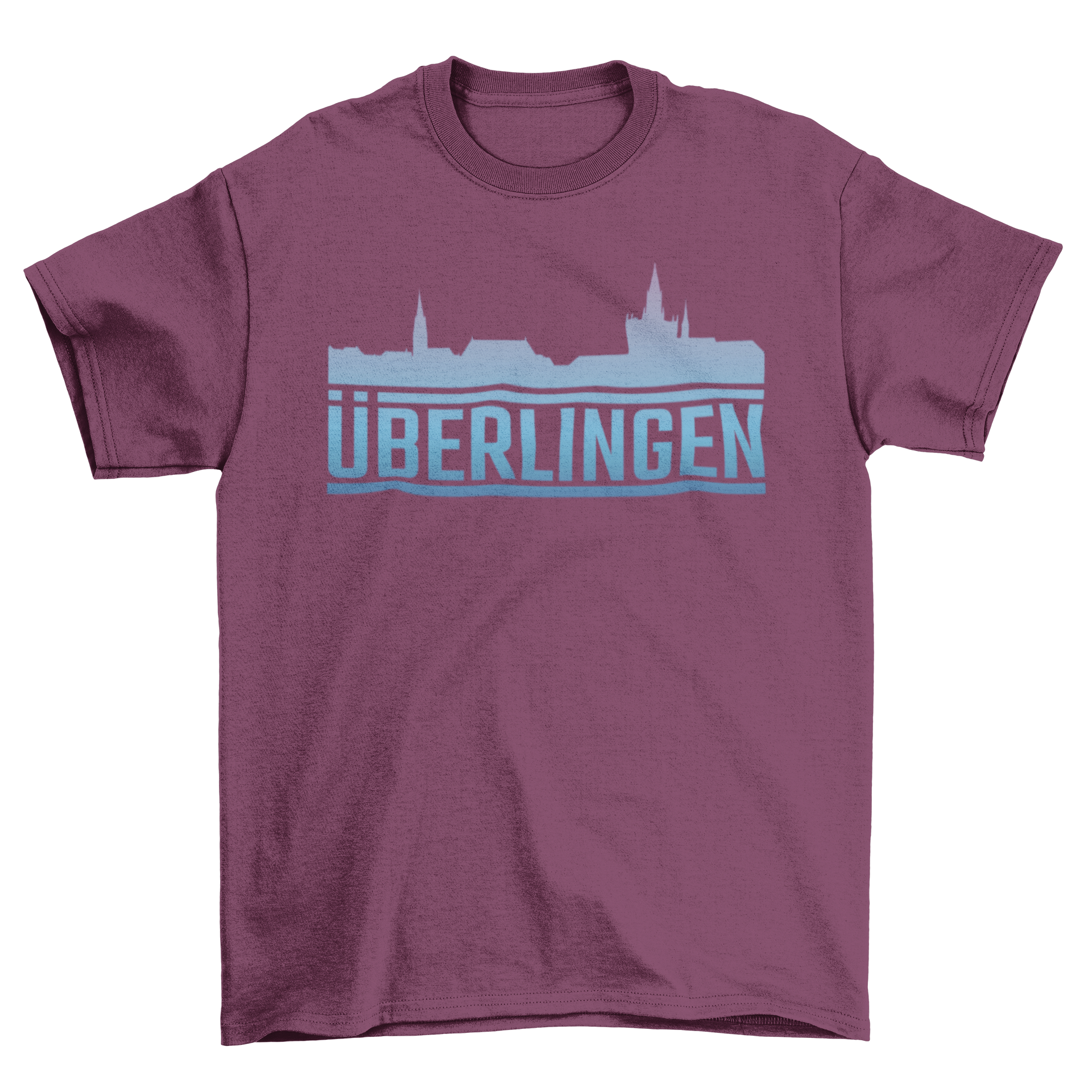 Uberlingen gradient skyline t-shirt featuring iconic landmarks of Uberlingen, Germany in a stylish design.