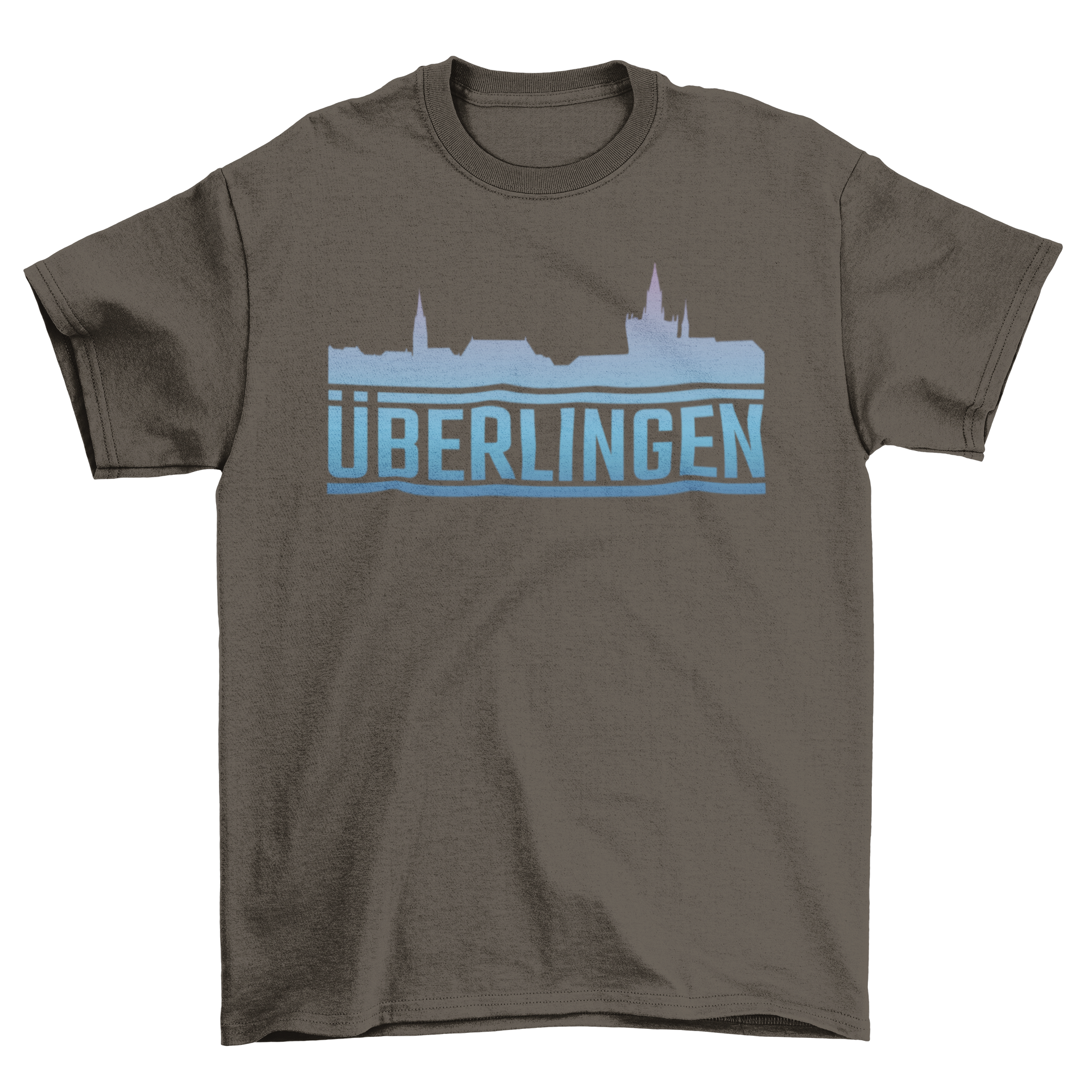 Uberlingen gradient skyline t-shirt featuring iconic landmarks of Uberlingen, Germany in a stylish design.