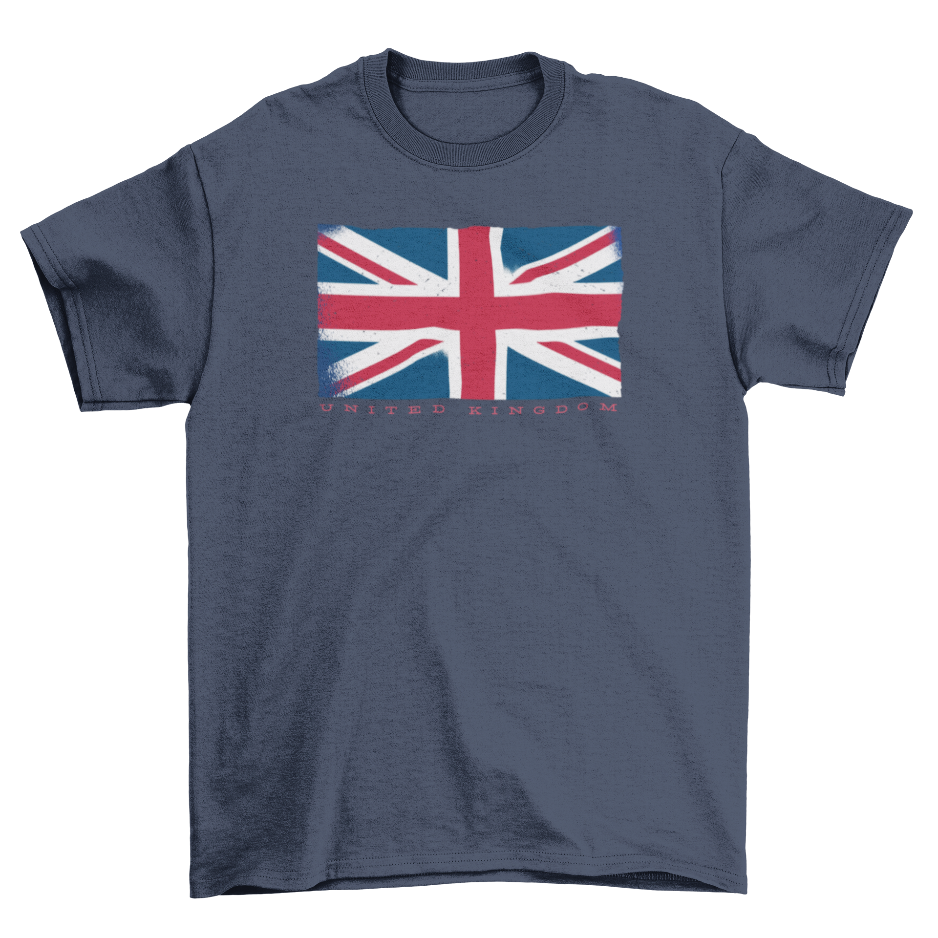 UK Grunge Flag T-shirt design featuring the Union Jack with UNITED KINGDOM text below, perfect for merchandise.