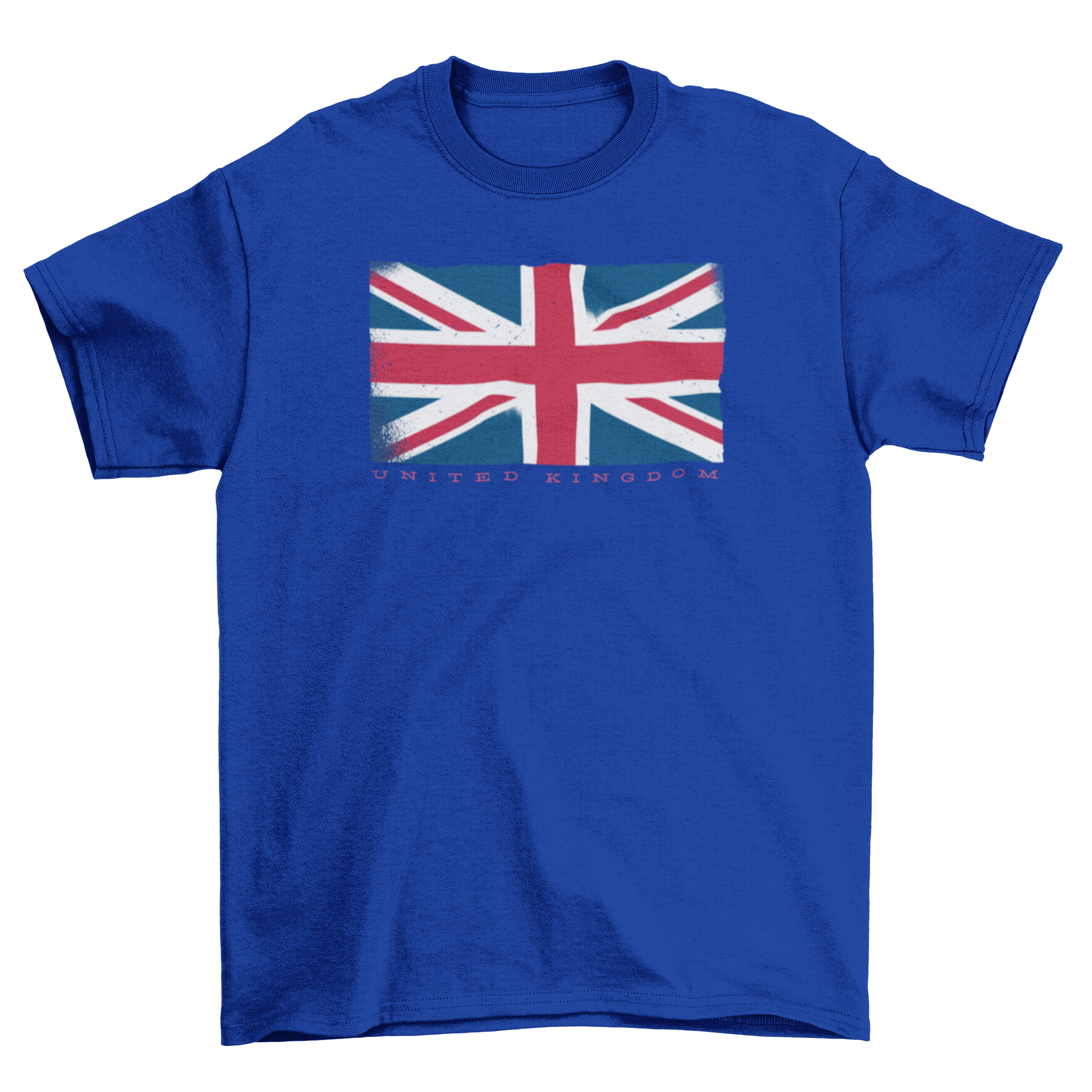UK Grunge Flag T-shirt design featuring the Union Jack with UNITED KINGDOM text below, perfect for merchandise.