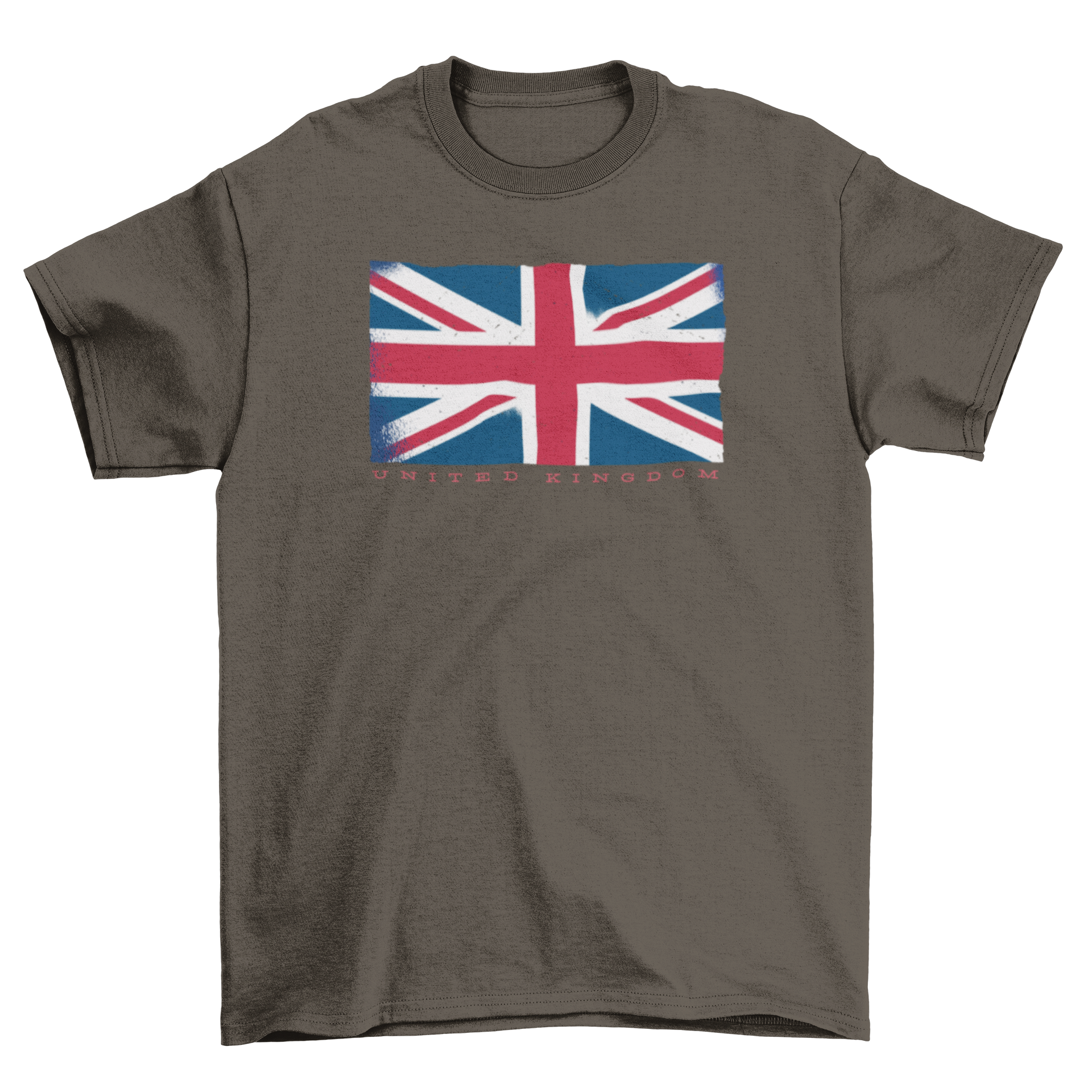 UK Grunge Flag T-shirt design featuring the Union Jack with UNITED KINGDOM text below, perfect for merchandise.