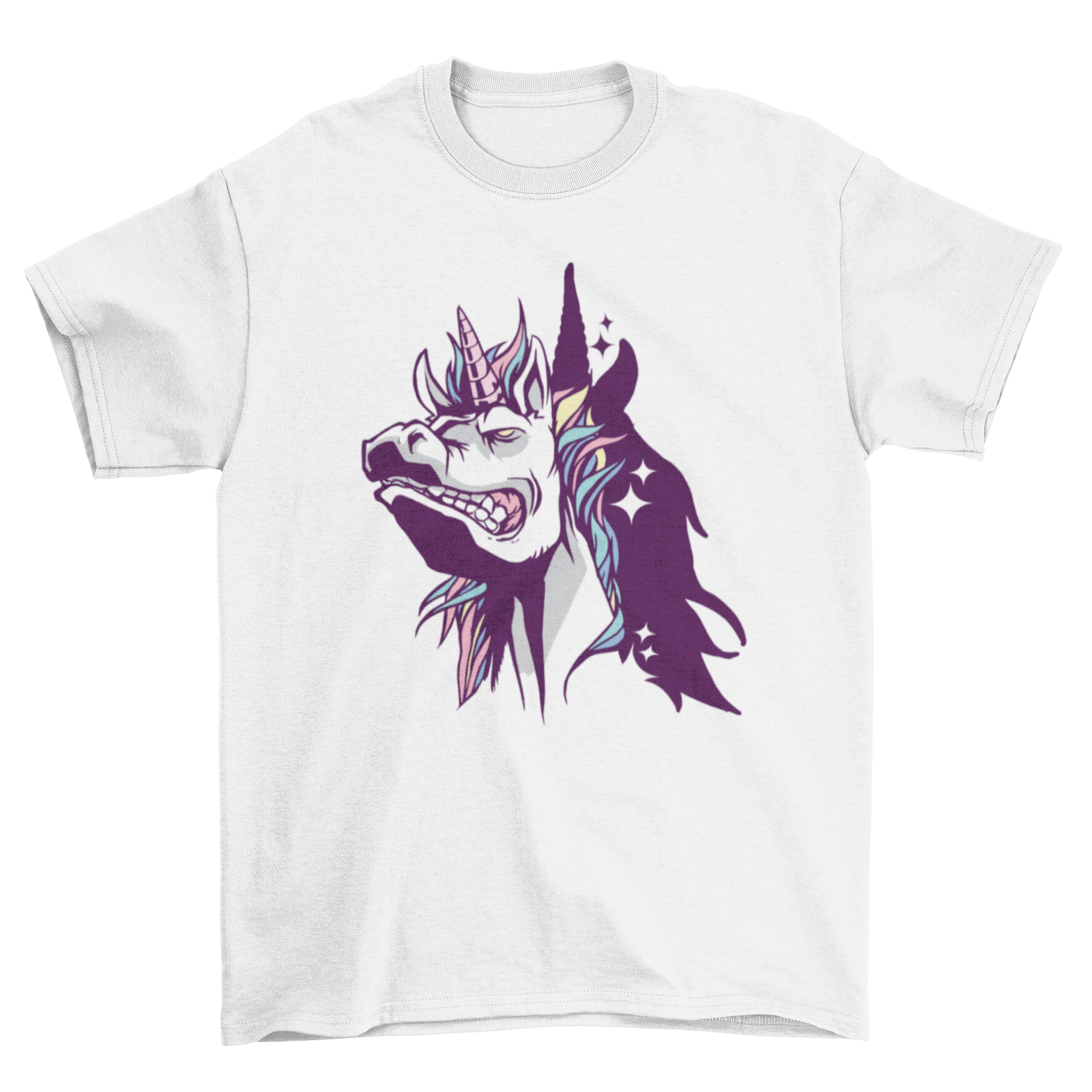 A stylish Unicorn Shadow T-shirt featuring a vibrant unicorn design with its shadow on the back, perfect for casual wear.