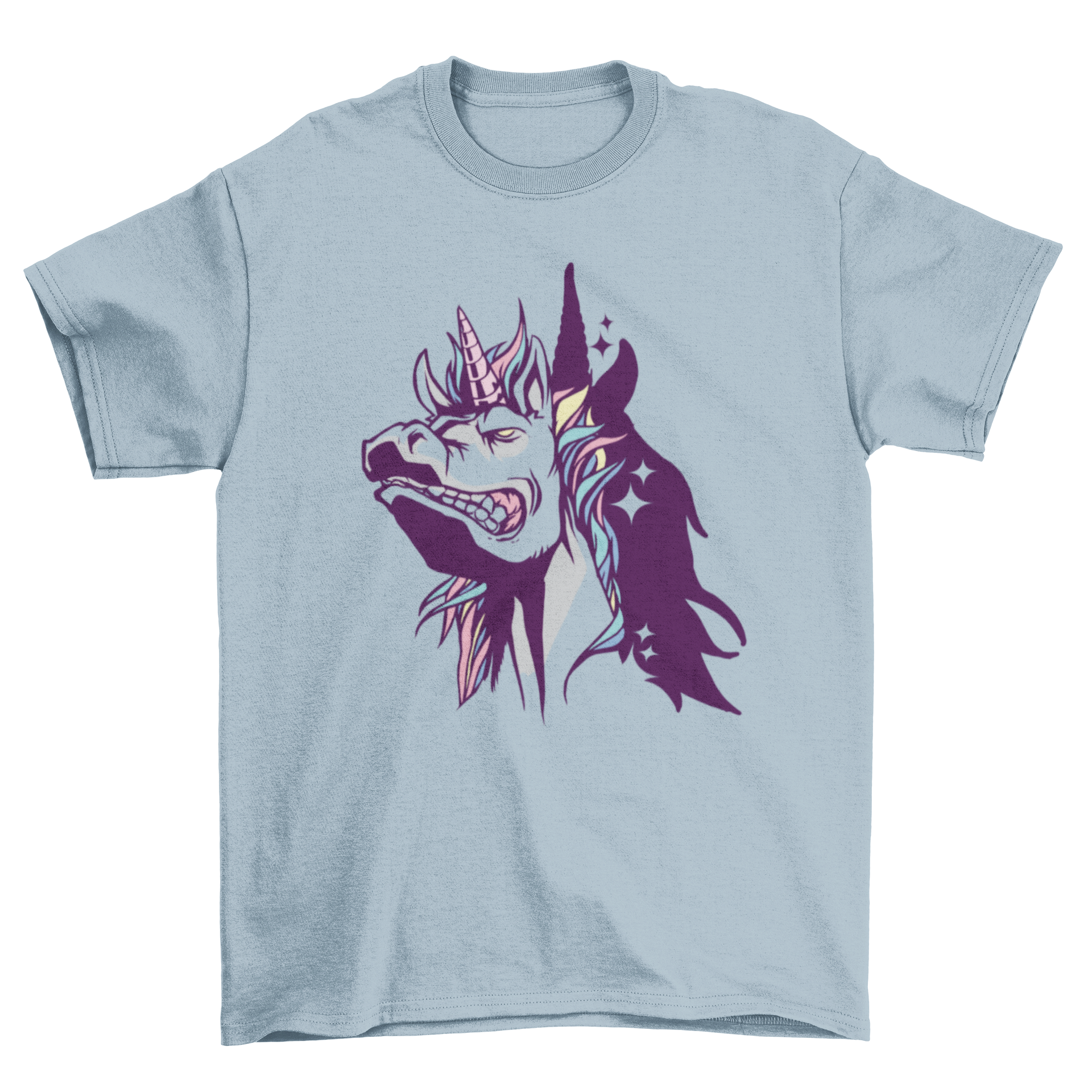 A stylish Unicorn Shadow T-shirt featuring a vibrant unicorn design with its shadow on the back, perfect for casual wear.