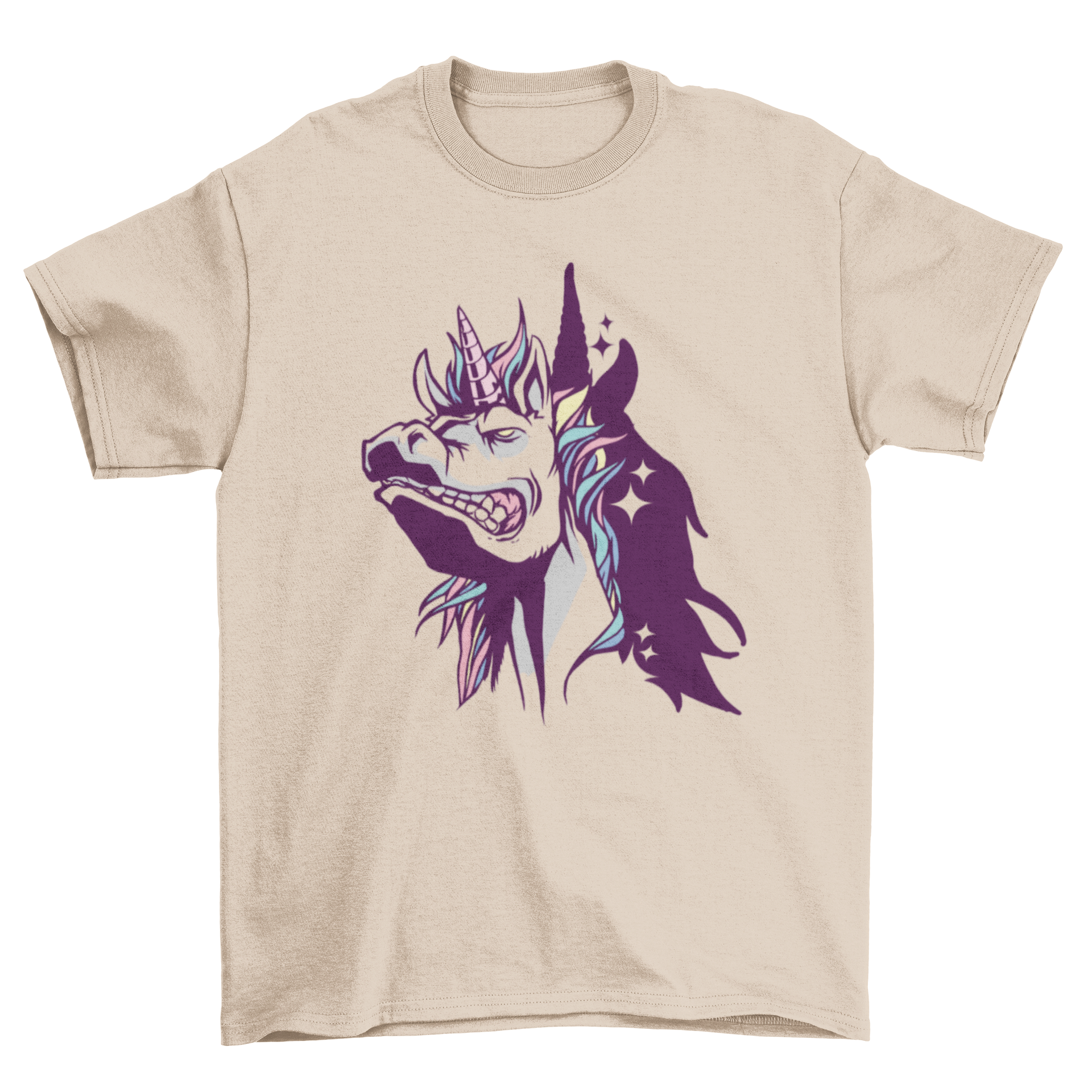 A stylish Unicorn Shadow T-shirt featuring a vibrant unicorn design with its shadow on the back, perfect for casual wear.