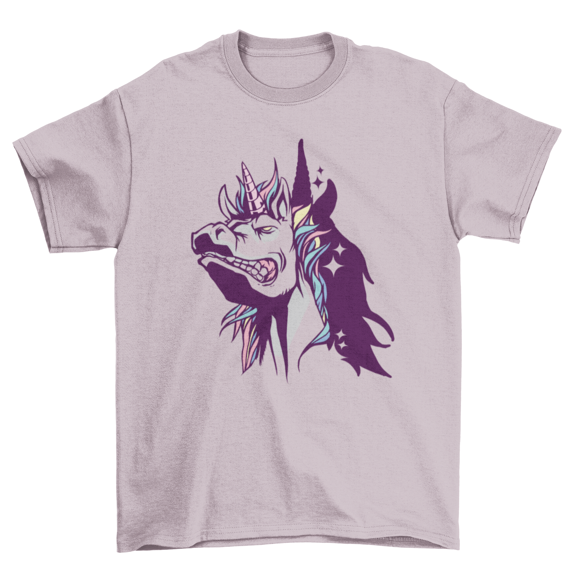 A stylish Unicorn Shadow T-shirt featuring a vibrant unicorn design with its shadow on the back, perfect for casual wear.