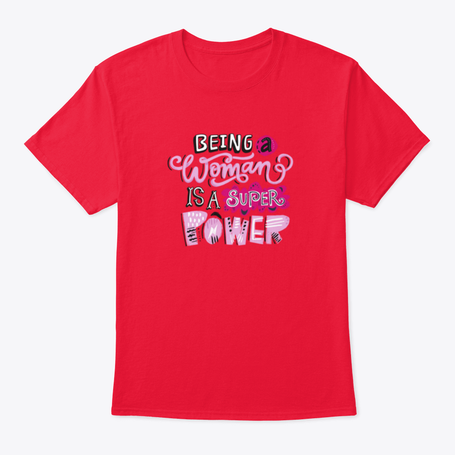 Unique hand-drawn lettering quote t-shirt featuring the phrase 'Being A Woman Is A', showcasing its stylish design and comfortable fit.