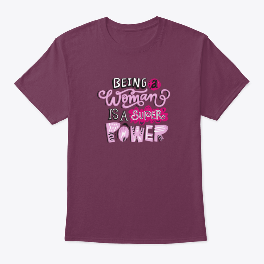 Unique hand-drawn lettering quote t-shirt featuring the phrase 'Being A Woman Is A', showcasing its stylish design and comfortable fit.