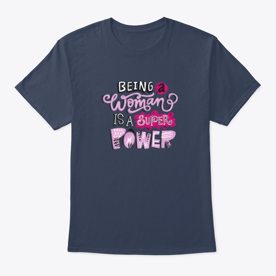 Unique hand-drawn lettering quote t-shirt featuring the phrase 'Being A Woman Is A', showcasing its stylish design and comfortable fit.