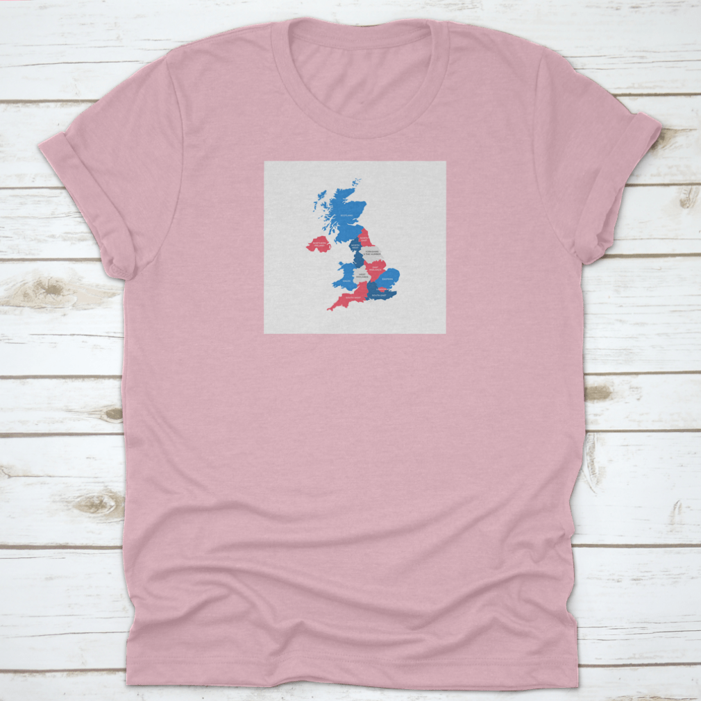 A stylish cotton shirt featuring a detailed map of the United Kingdom, perfect for travel enthusiasts.