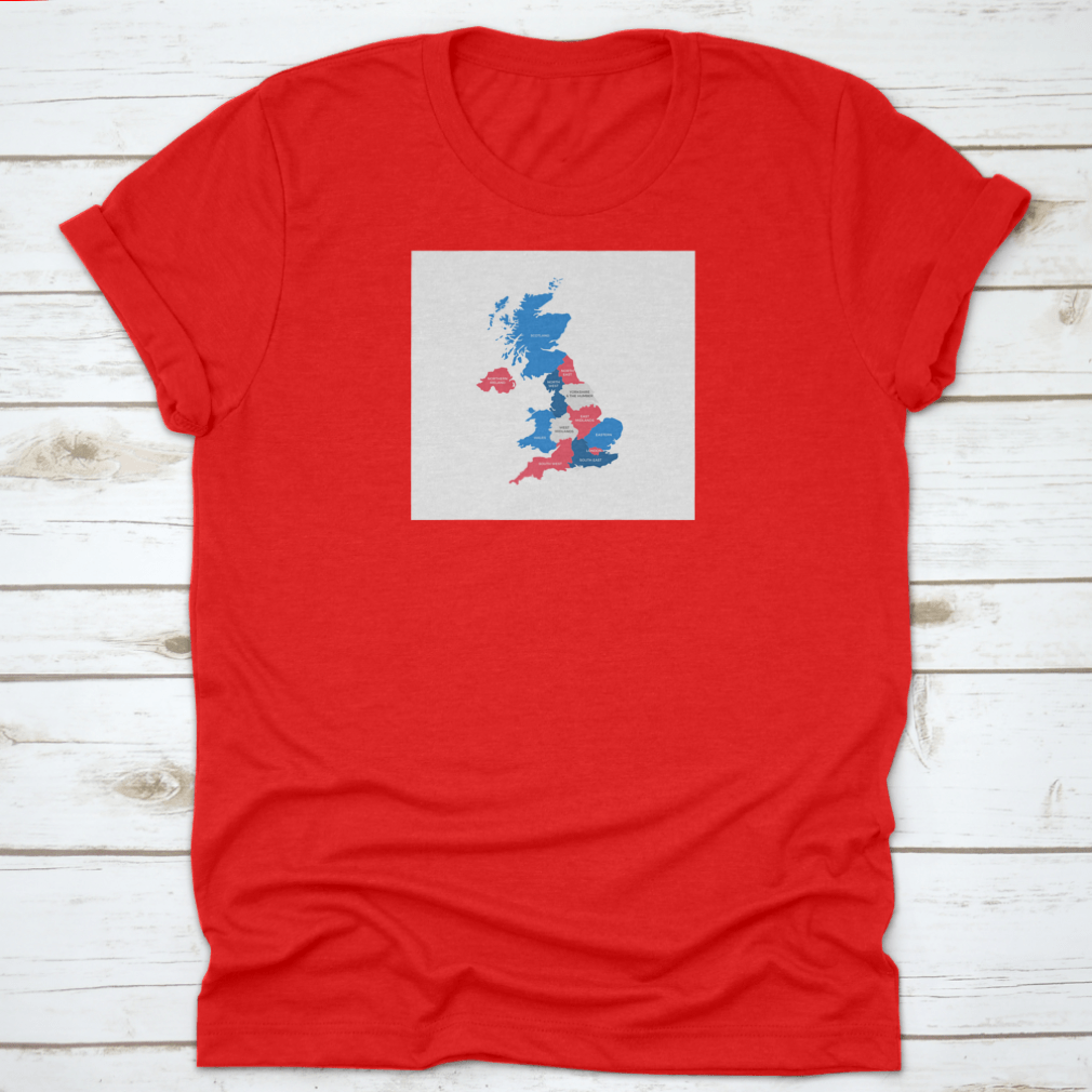 A stylish cotton shirt featuring a detailed map of the United Kingdom, perfect for travel enthusiasts.