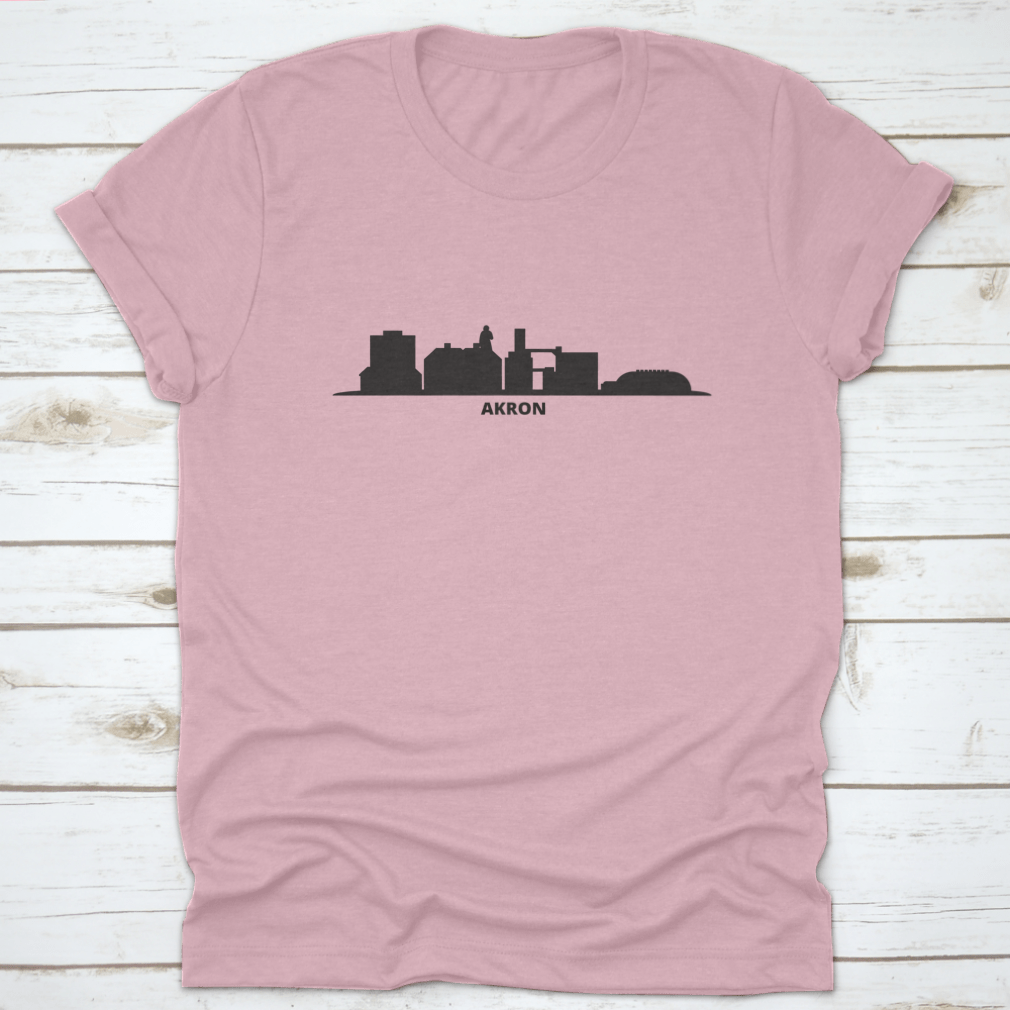 Vector illustration of the Akron City skyline, showcasing iconic buildings in a modern design.