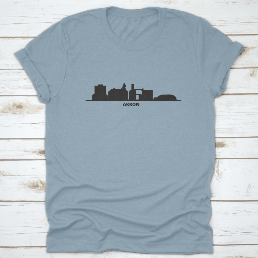 Vector illustration of the Akron City skyline, showcasing iconic buildings in a modern design.