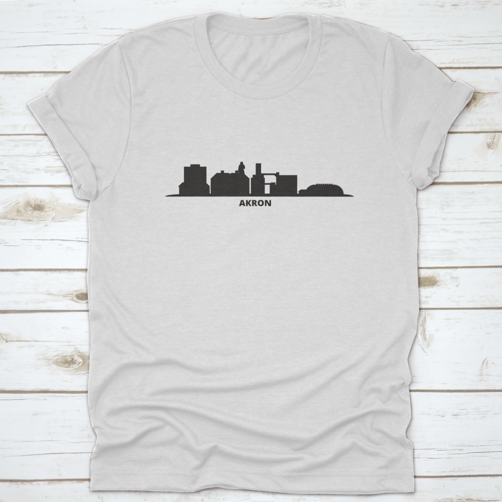 Vector illustration of the Akron City skyline, showcasing iconic buildings in a modern design.