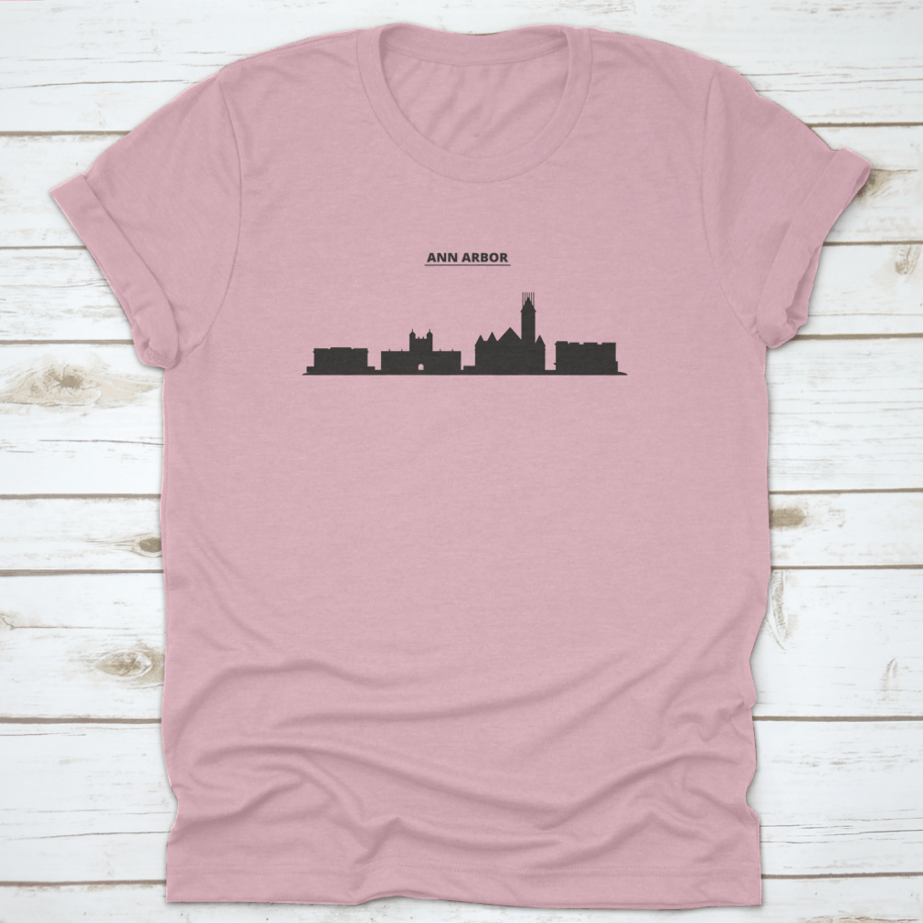 Vector illustration of the Ann Arbor city skyline, showcasing iconic buildings and structures in a modern design.