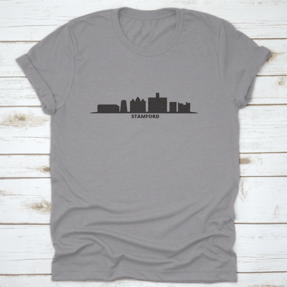 Vector illustration of Stamford City skyline, showcasing modern buildings and urban landscape in a clean design.