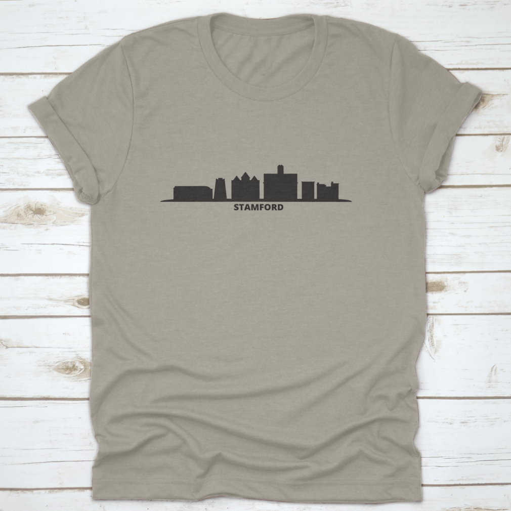 Vector illustration of Stamford City skyline, showcasing modern buildings and urban landscape in a clean design.