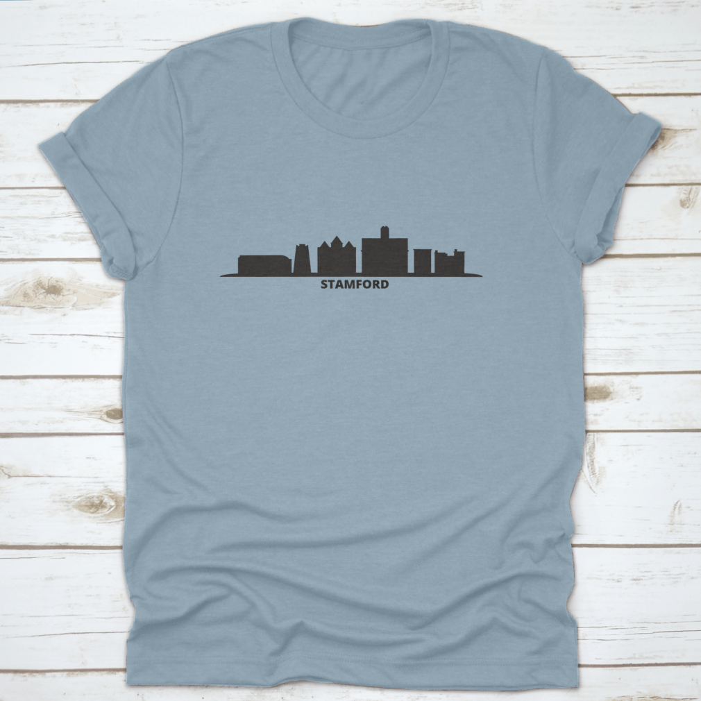 Vector illustration of Stamford City skyline, showcasing modern buildings and urban landscape in a clean design.