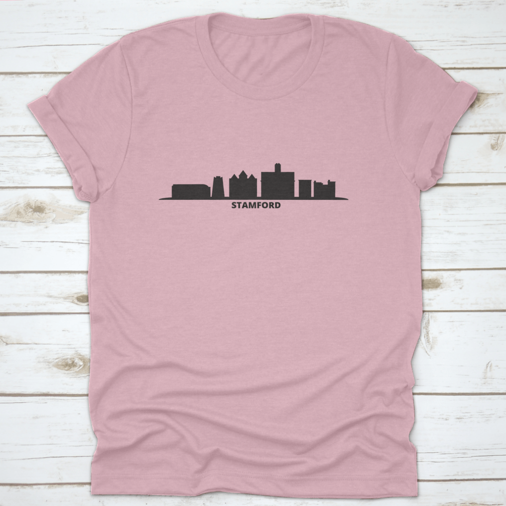 Vector illustration of Stamford City skyline, showcasing modern buildings and urban landscape in a clean design.