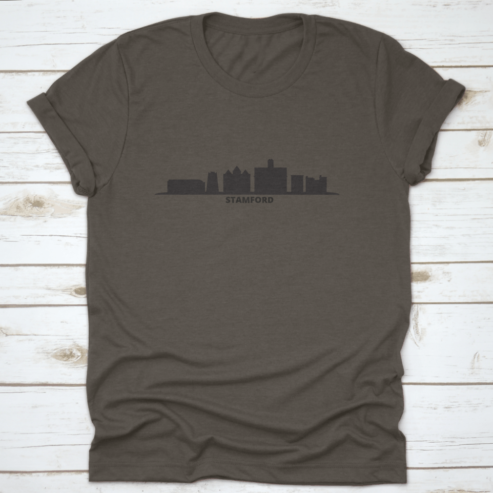 Vector illustration of Stamford City skyline, showcasing modern buildings and urban landscape in a clean design.