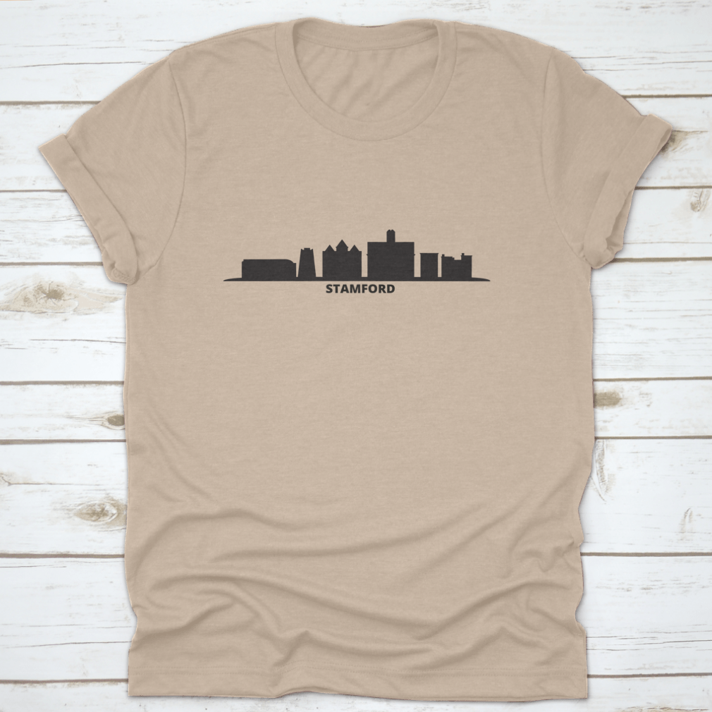 Vector illustration of Stamford City skyline, showcasing modern buildings and urban landscape in a clean design.
