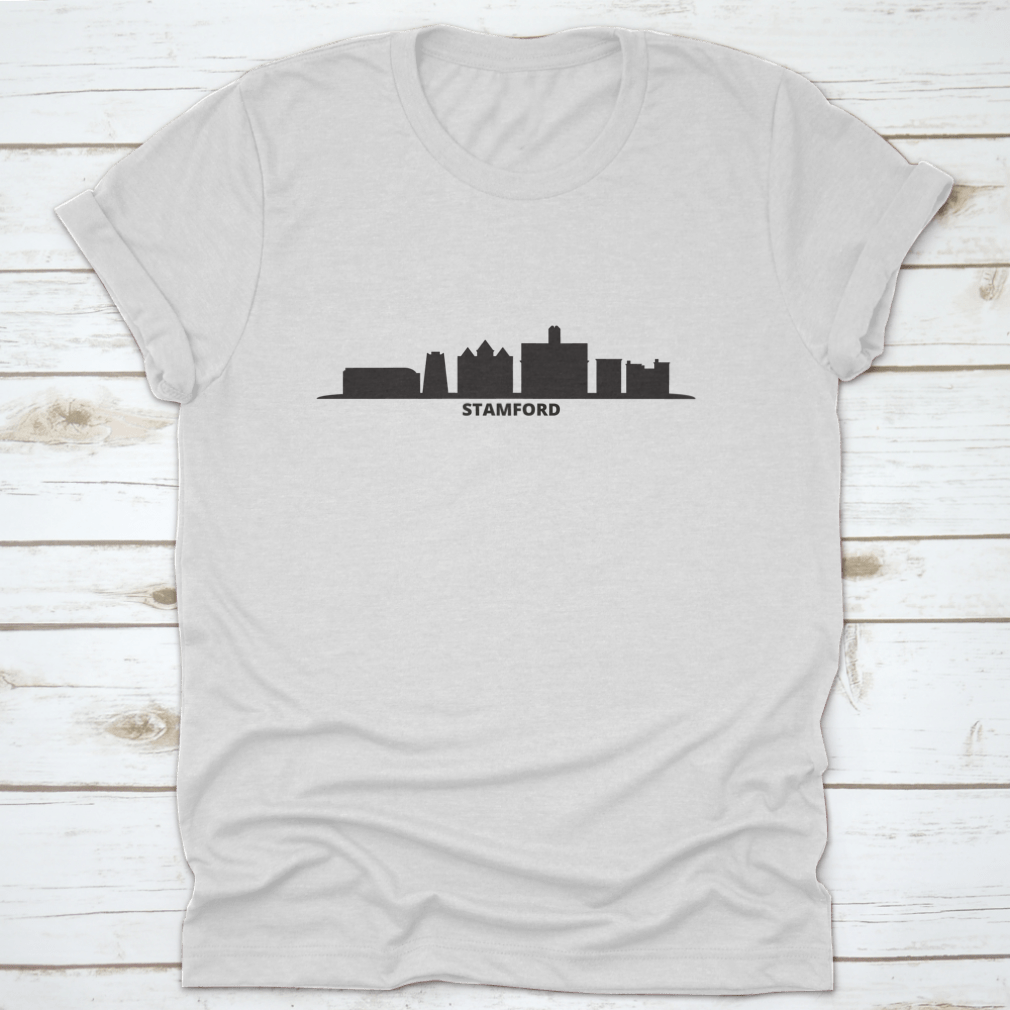 Vector illustration of Stamford City skyline, showcasing modern buildings and urban landscape in a clean design.