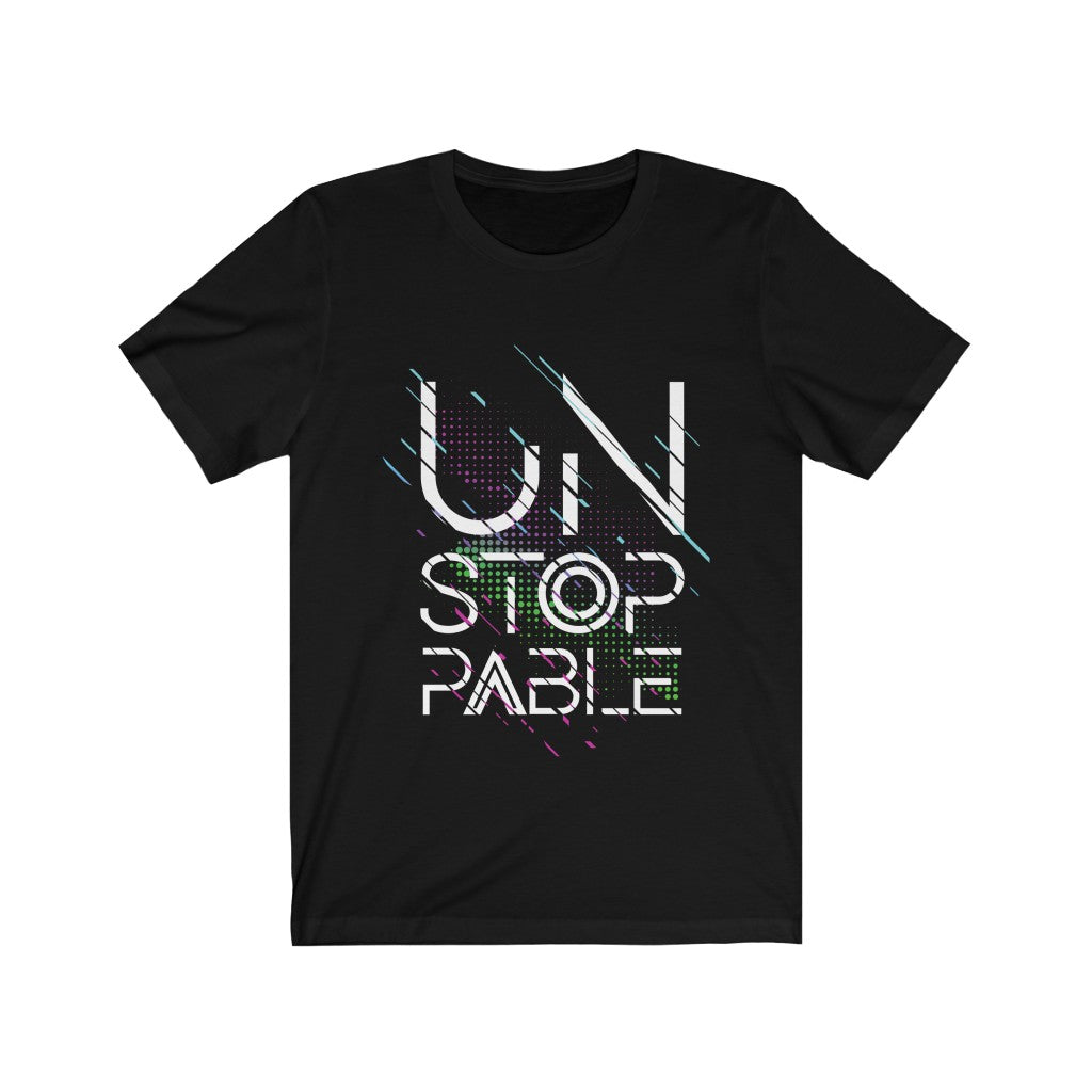 Unstoppable Lettering T-shirt made from 100% soft cotton, featuring a stylish vinyl print, available in various colors and sizes.