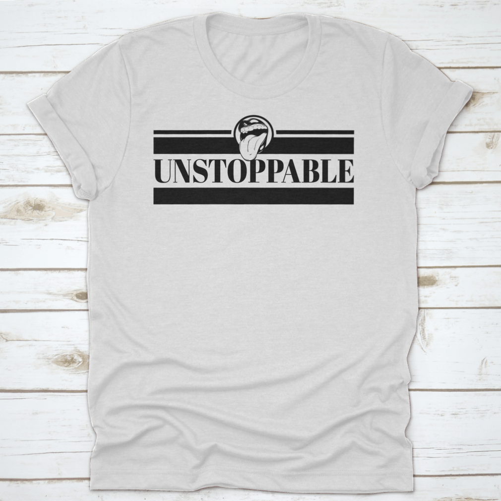 Unstoppable vector poster featuring a hand-drawn illustration of a human mouth, showcasing vibrant colors and intricate details.