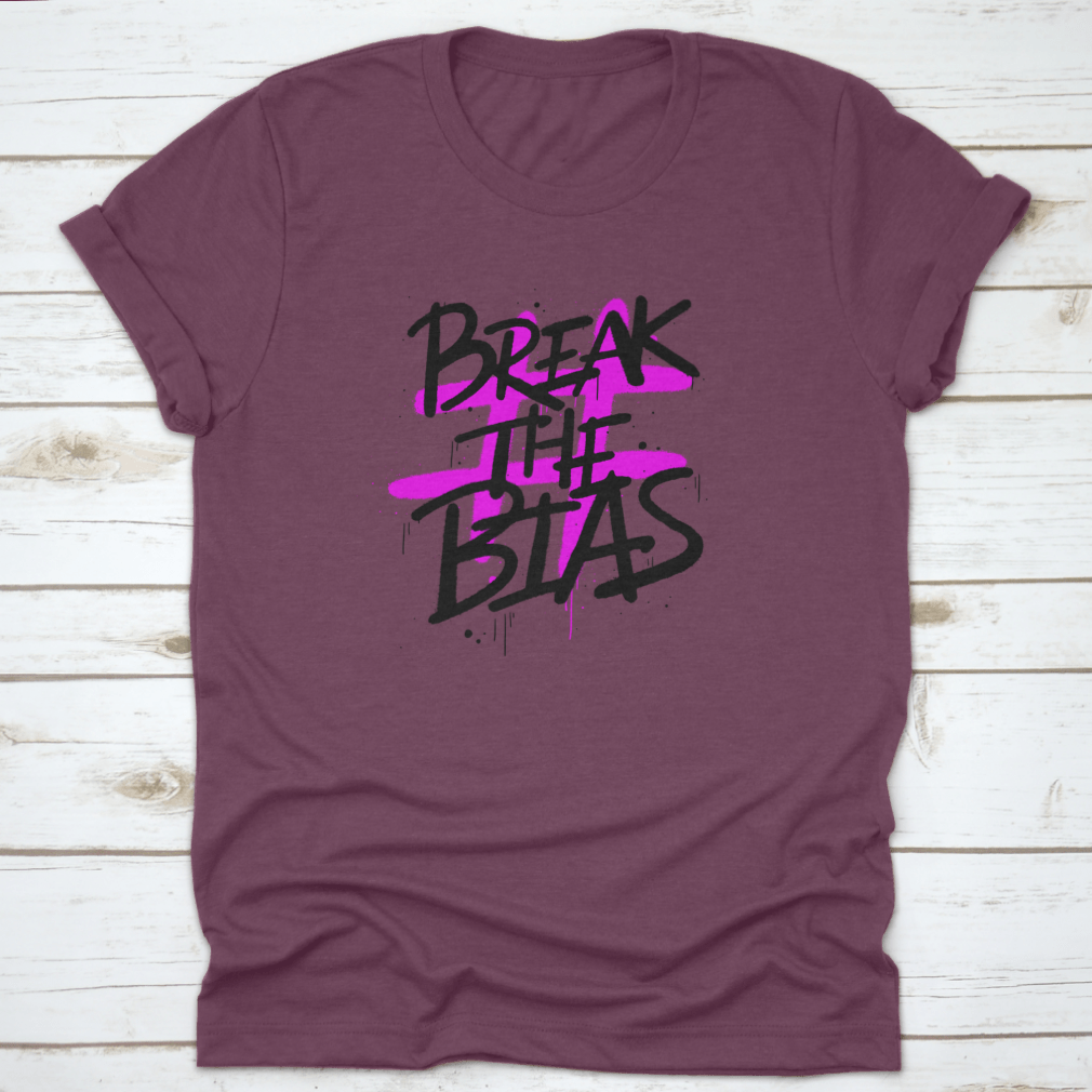 Urban Street Graffiti Style t-shirt featuring the slogan 'Break The Bias', showcasing its unique design and quality fabric.
