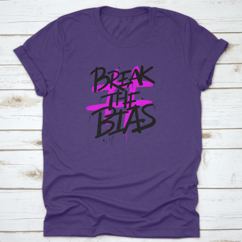 Urban Street Graffiti Style t-shirt featuring the slogan 'Break The Bias', showcasing its unique design and quality fabric.