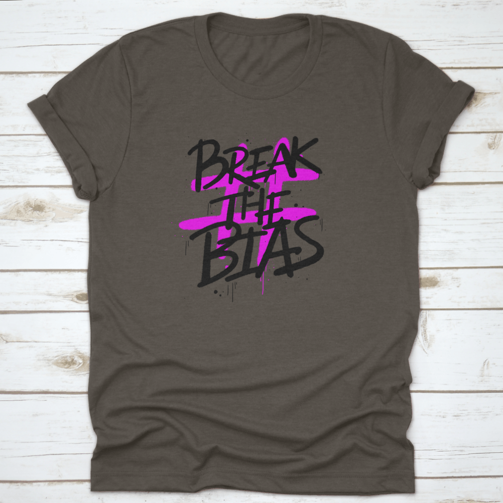 Urban Street Graffiti Style t-shirt featuring the slogan 'Break The Bias', showcasing its unique design and quality fabric.