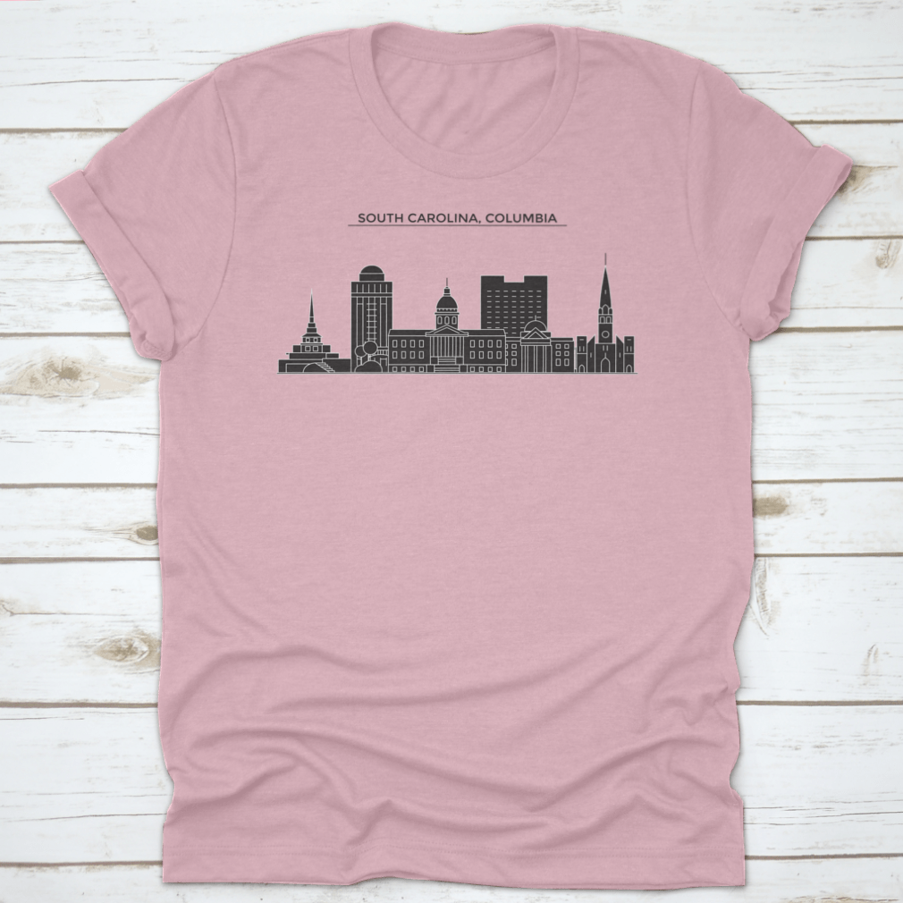 Columbia Architecture Vector City Skyline t-shirt featuring a unique skyline design, made from soft cotton fabric.