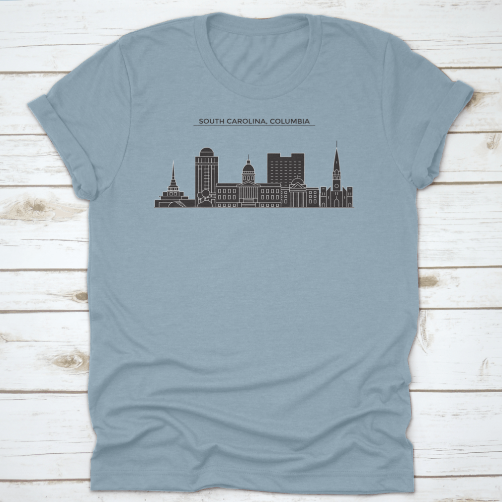 Columbia Architecture Vector City Skyline t-shirt featuring a unique skyline design, made from soft cotton fabric.